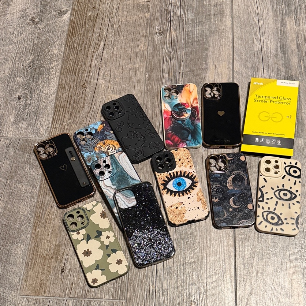 Assorted Lot Decorative iPhone 13 Promax Cases- Black, Blue, Beige, Green, Multi